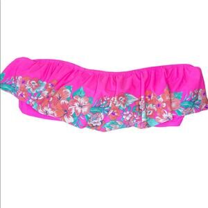 American Eagle Outfitters Pink Bandeau Strapless Floral Print Bikini Top Size XL